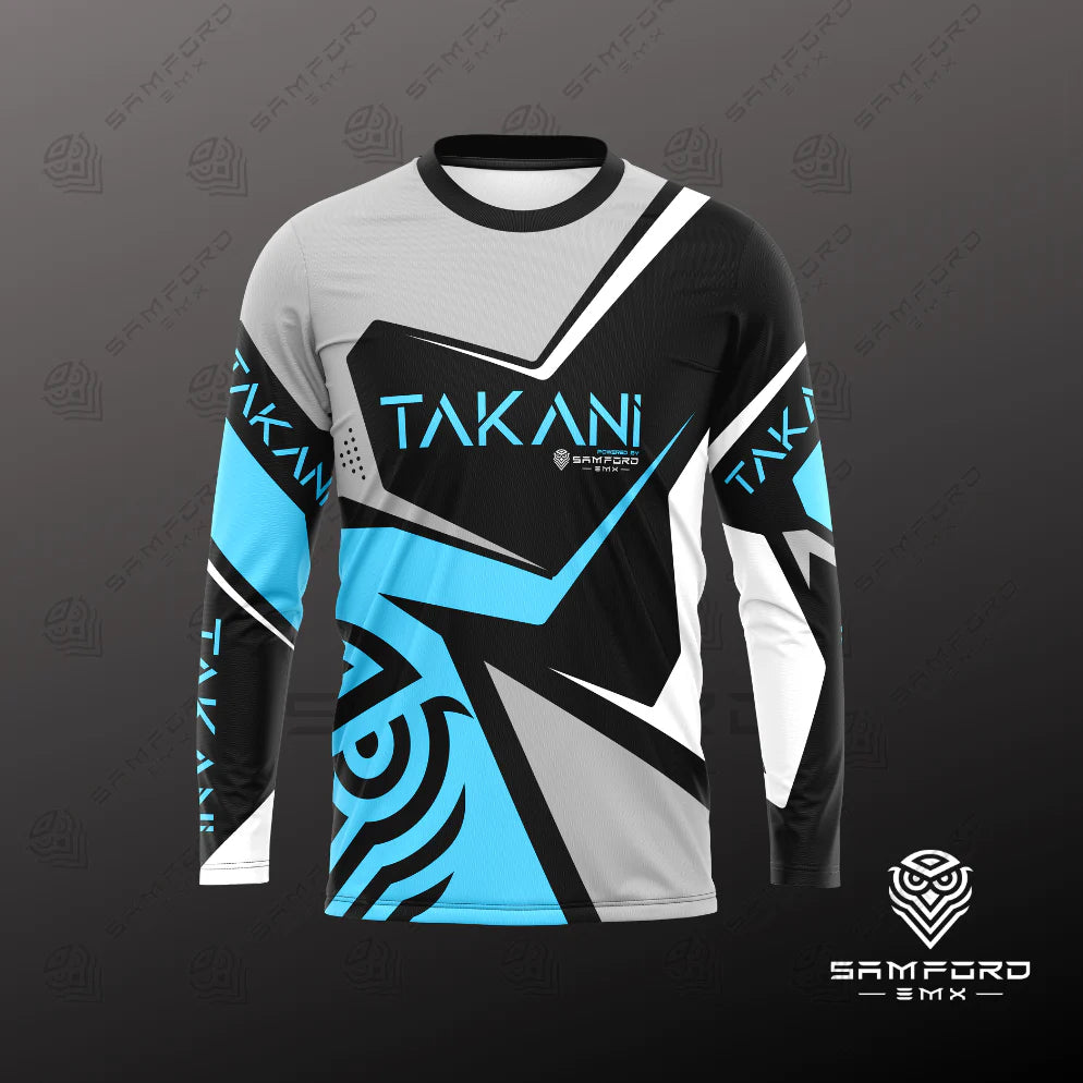 TAKANI Youth MX Jersey- blue, black, white, grey