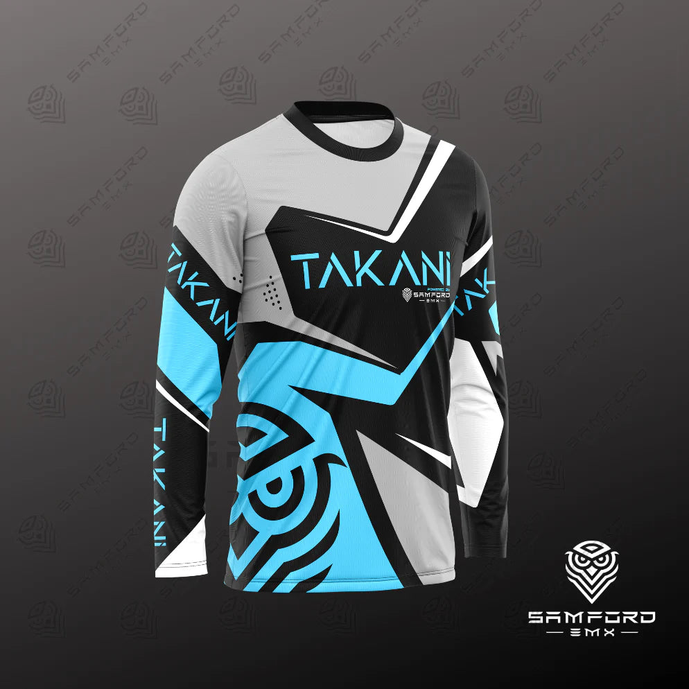 TAKANI Youth MX Jersey- blue, black, white, grey