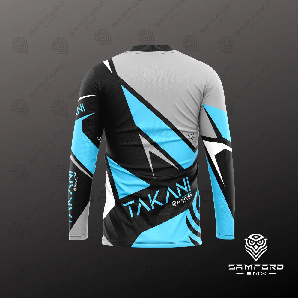 TAKANI Youth MX Jersey- blue, black, white, grey