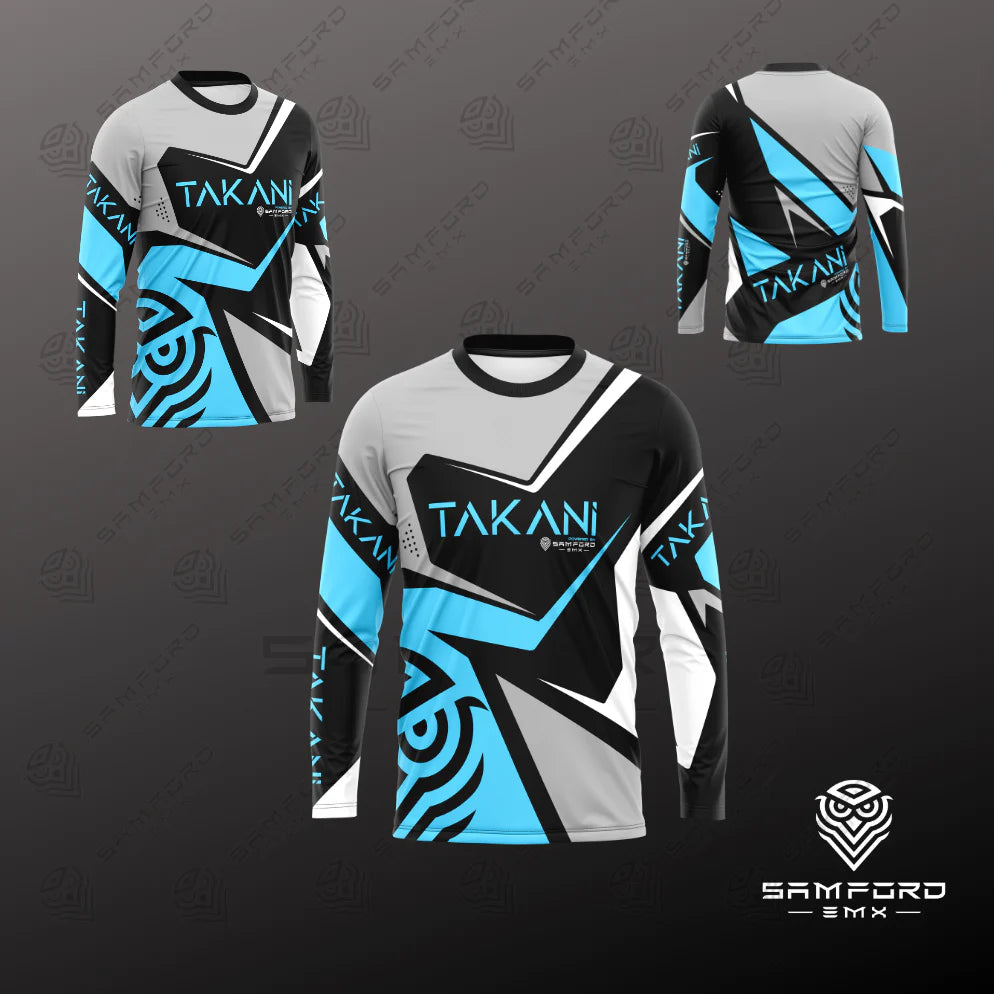 TAKANI Youth MX Jersey- blue, black, white, grey