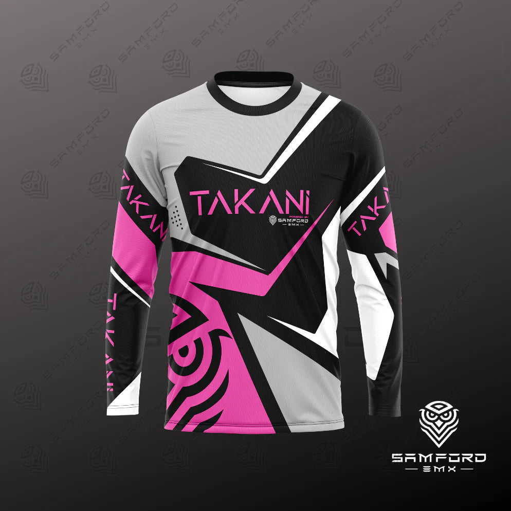 TAKANI Youth MX Jersey- pink, black, white, grey