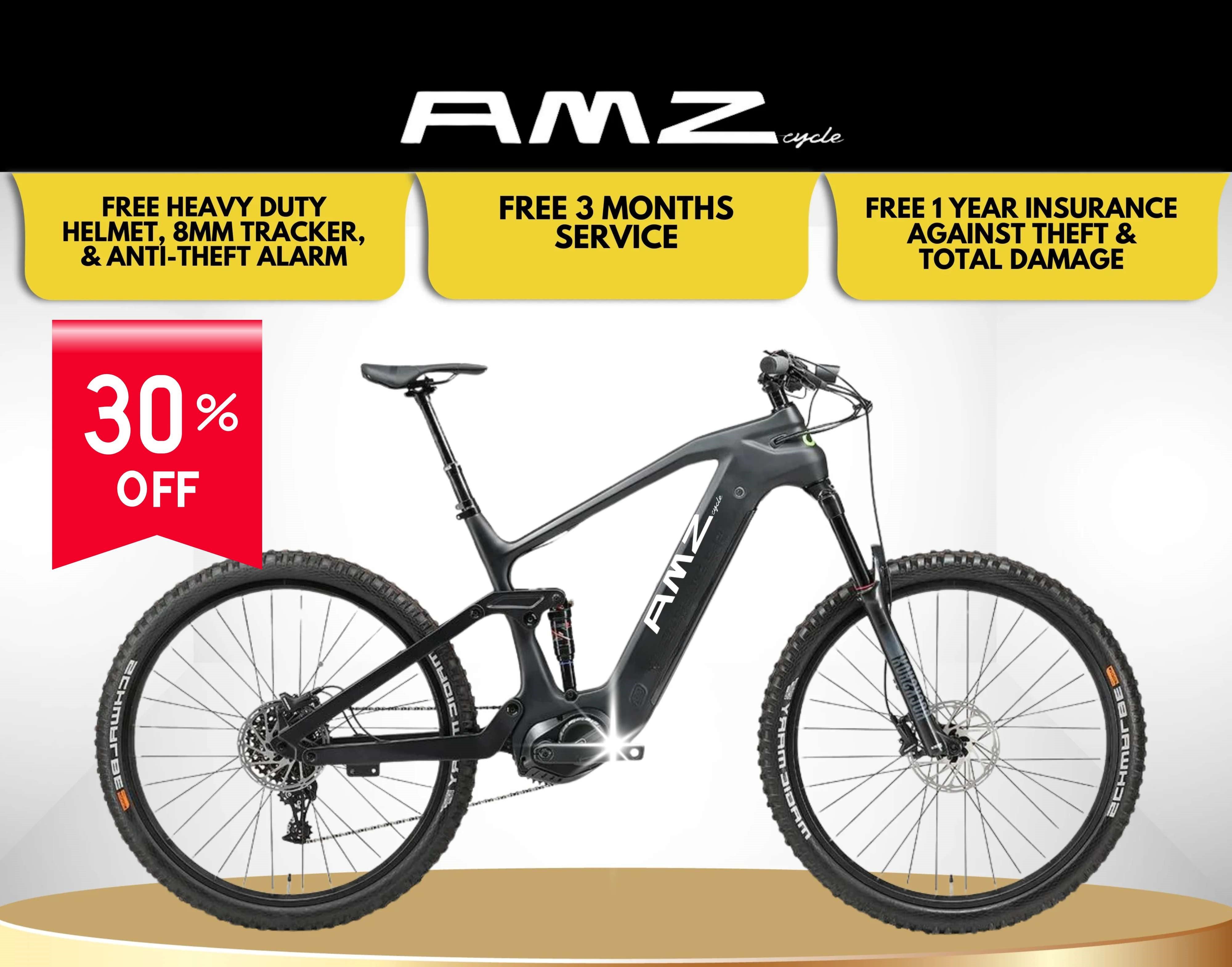 AMZ TS2402 Carbon Fiber Electric Mountain Bike SRAM 11 Speed 960WH Motor Full Suspension eMTB