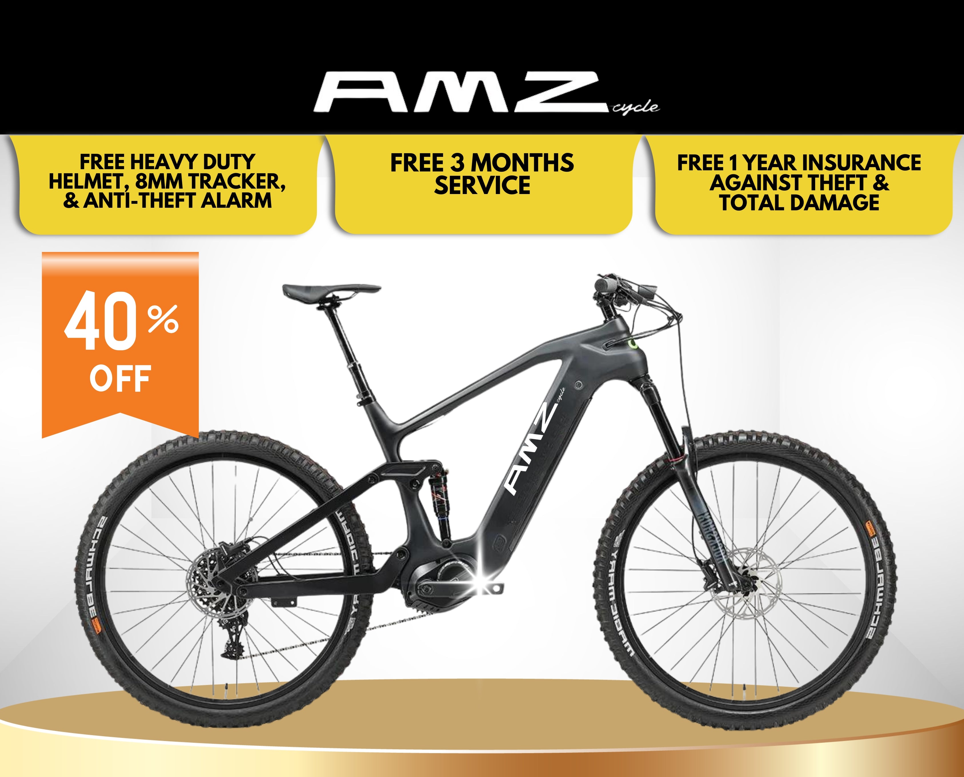 AMZ TS2402 Carbon Fiber Electric Mountain Bike SRAM 11 Speed 960WH Motor Full Suspension eMTB