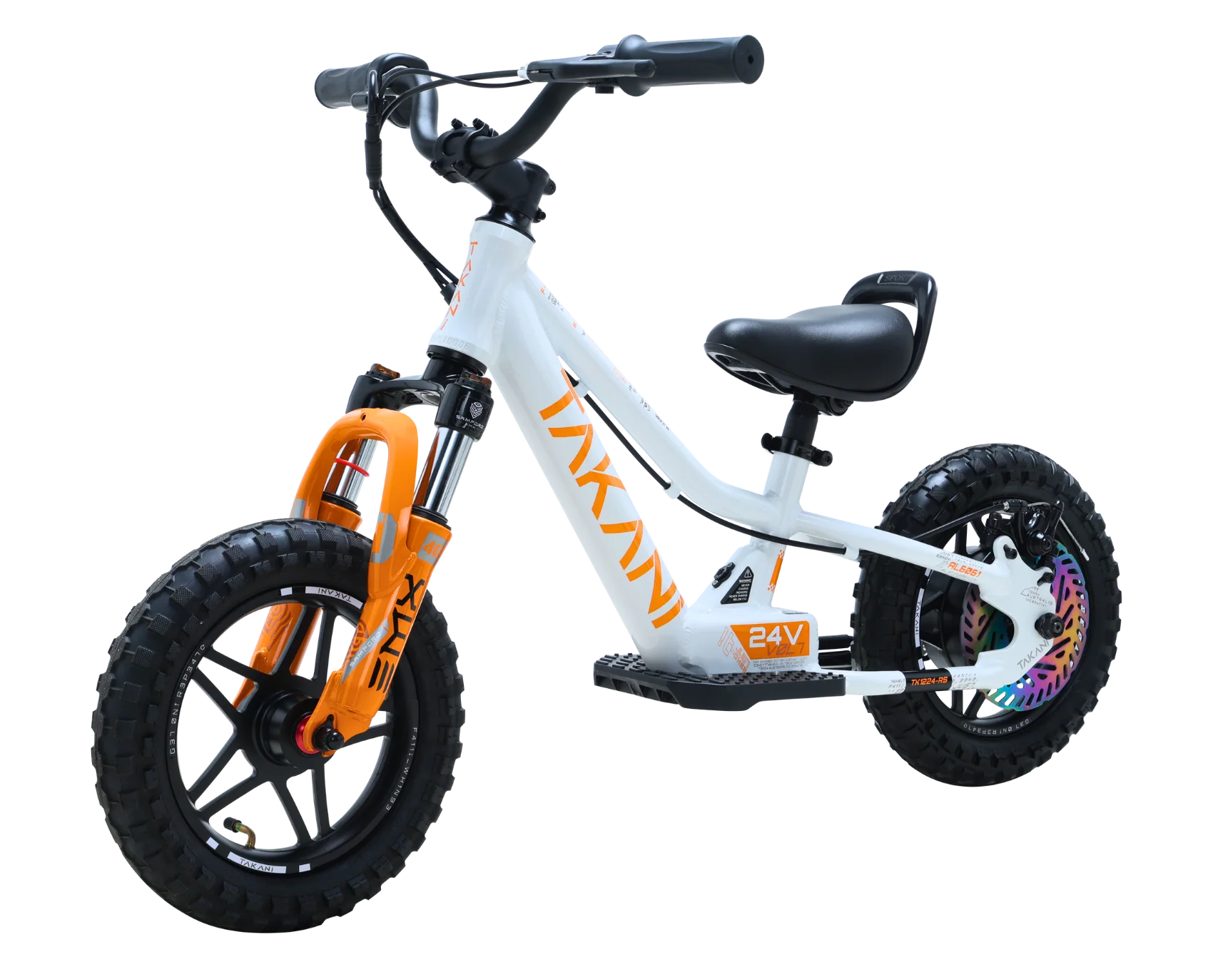 Takani Electric Balance Bike 12'' - TK1224-RS White Orange