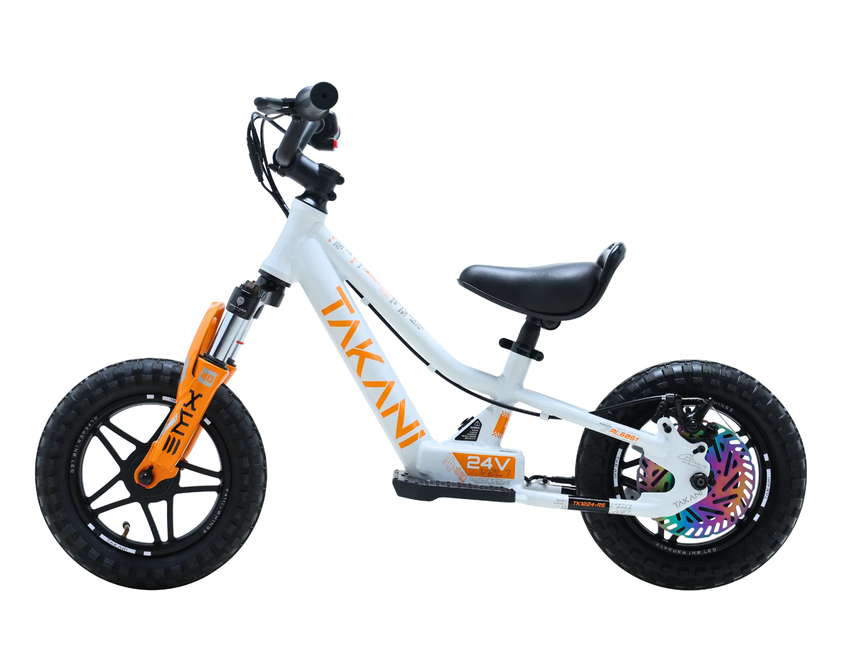 Takani Electric Balance Bike 12'' - TK1224-RS White Orange
