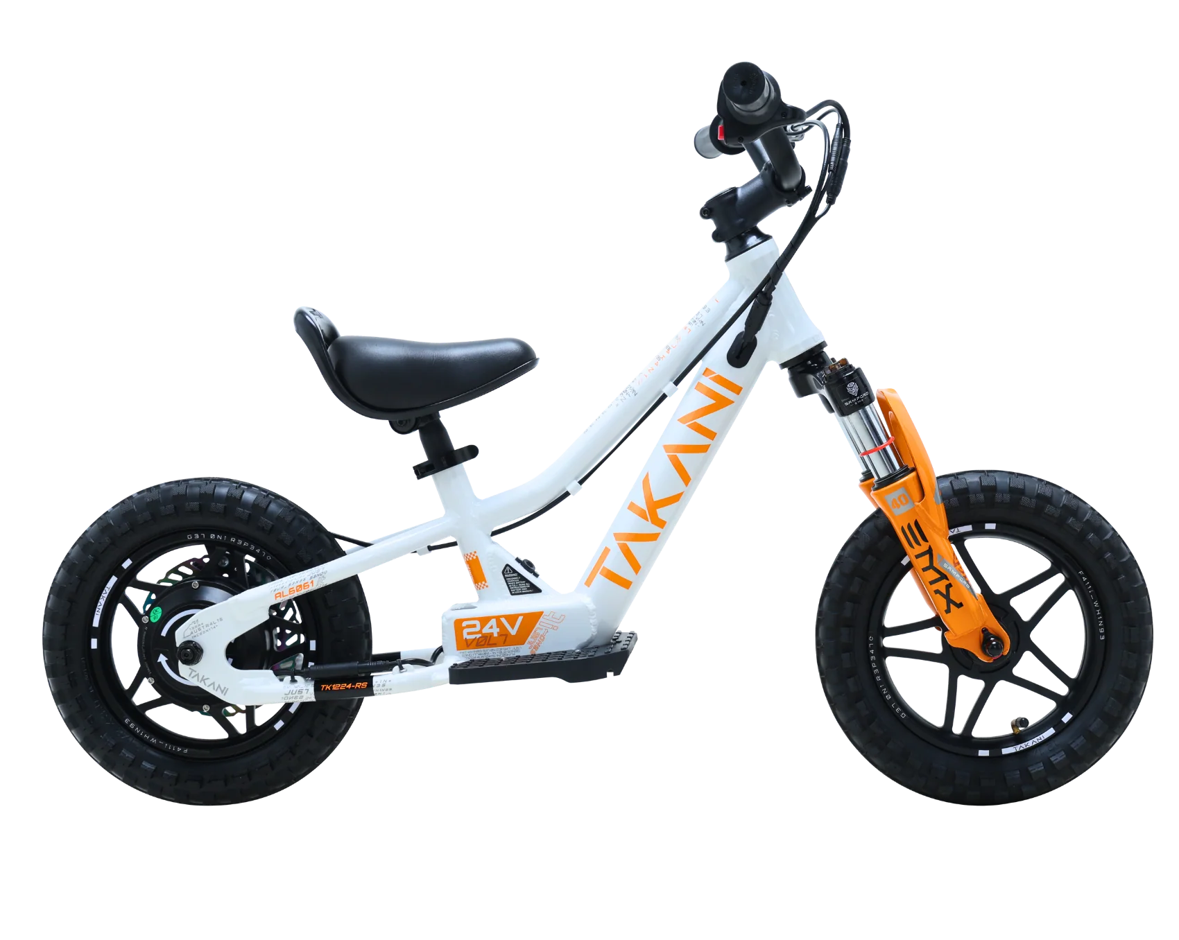 Takani Electric Balance Bike 12'' - TK1224-RS White Orange