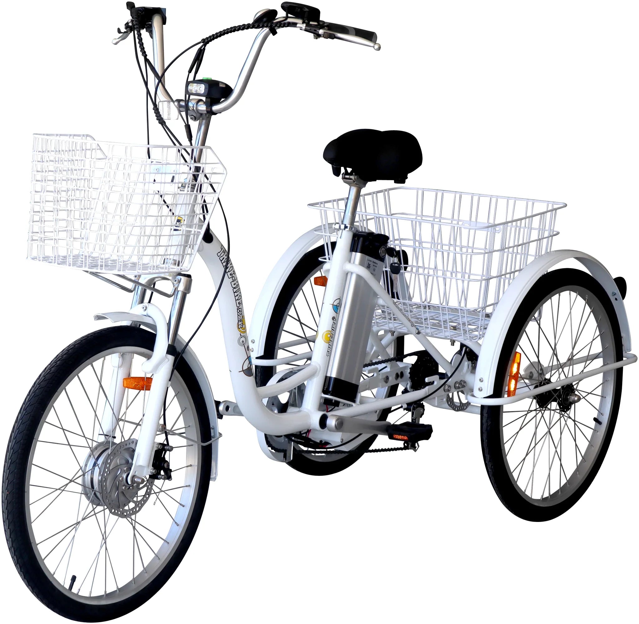 24″ Electric Trike Bike White 36V 10.4AH