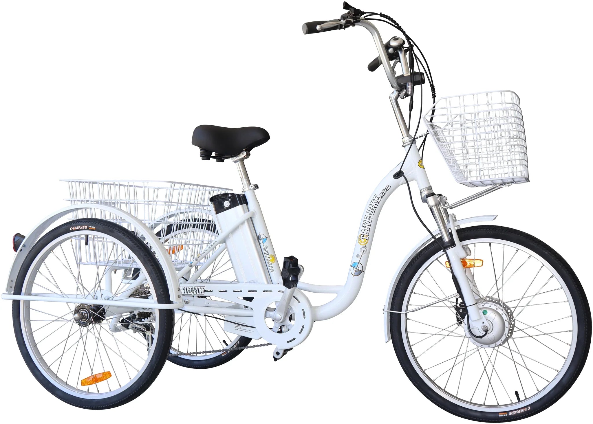 24″ Electric Trike Bike White 36V 10.4AH