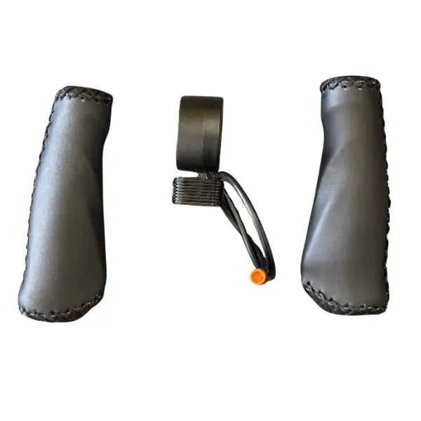 Thumb throttle and leather grip set