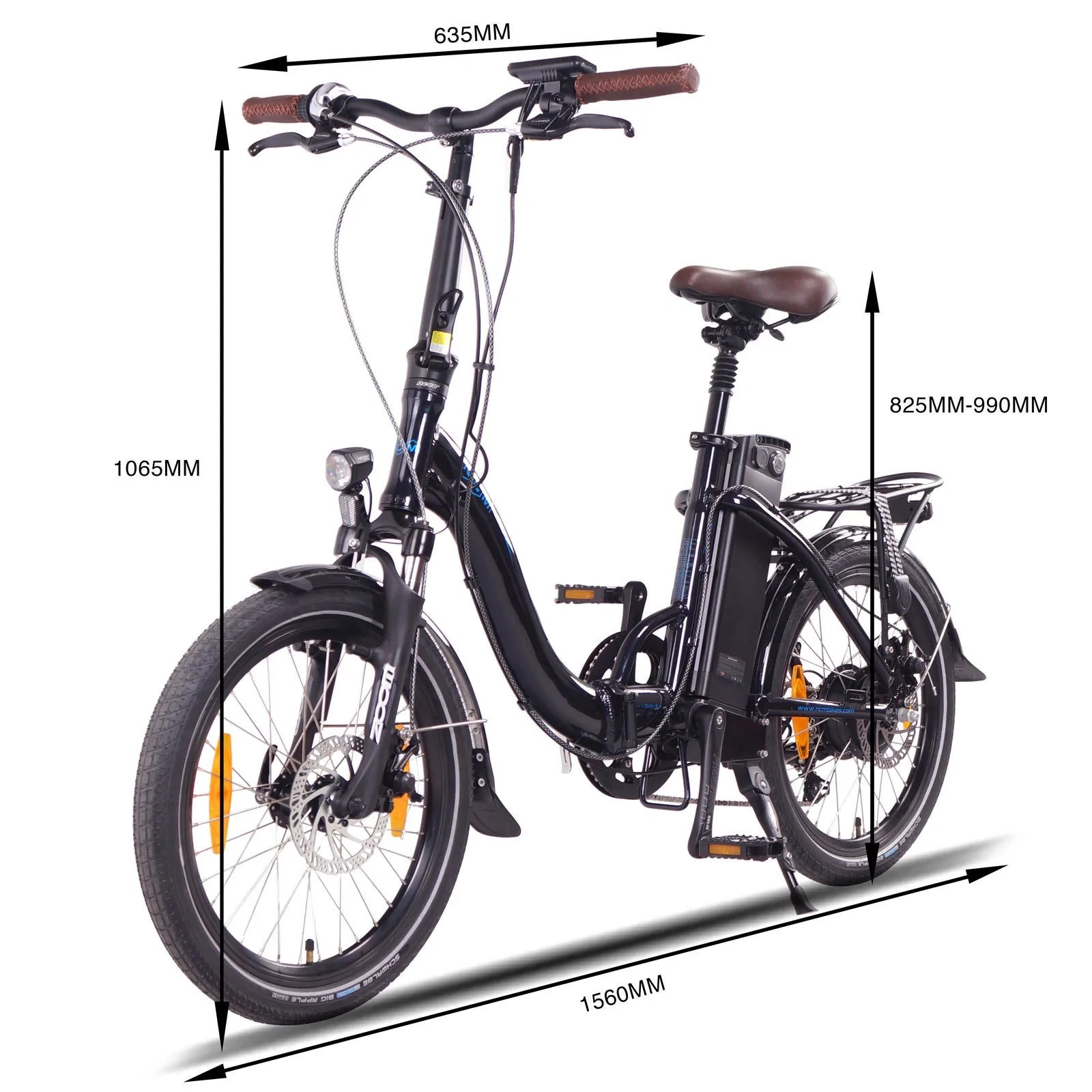 NCM Paris+ Folding E-Bike, 250W, 36V 19Ah 684Wh Battery, Size 20 | Leon Cycle Ebikes